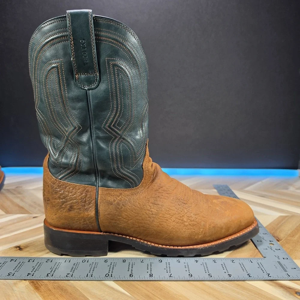 Tecovas The Midland Work Boots Men 14 D Ochre Green Leather Square Toe